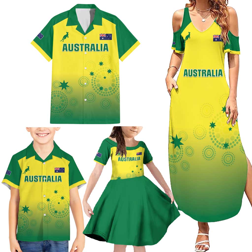 Custom Australia Cricket Family Matching Summer Maxi Dress and Hawaiian Shirt Go Champions Aussies LT05 - Wonder Print Shop