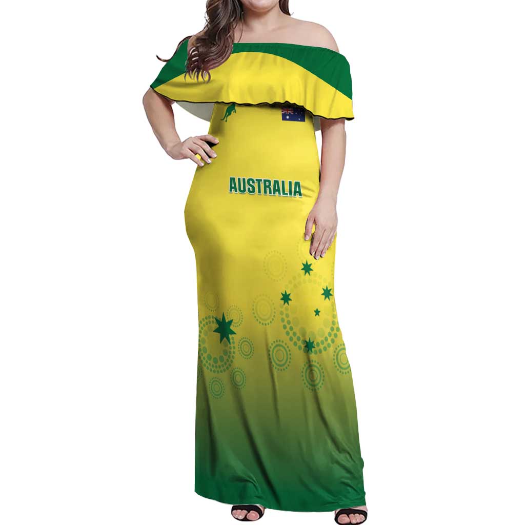 Custom Australia Cricket Off Shoulder Maxi Dress Go Champions Aussies LT05 - Wonder Print Shop