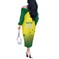 Custom Australia Cricket Off The Shoulder Long Sleeve Dress Go Champions Aussies LT05 - Wonder Print Shop
