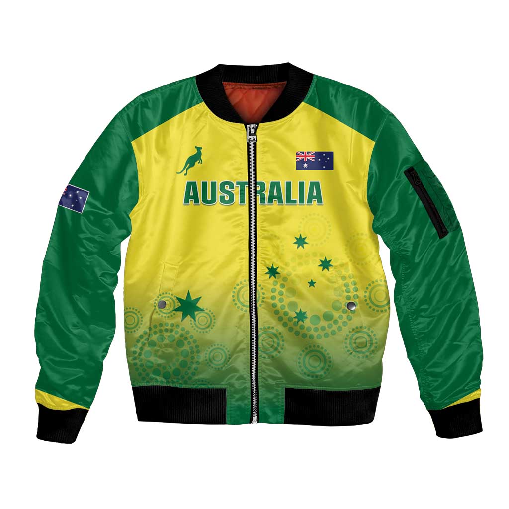 Custom Australia Cricket Sleeve Zip Bomber Jacket Go Champions Aussies LT05 - Wonder Print Shop