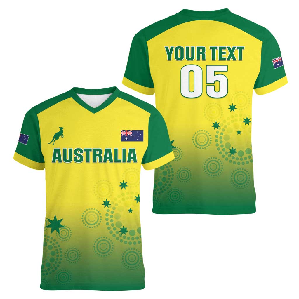 Custom Australia Cricket Women V-Neck T-Shirt Go Champions Aussies LT05 - Wonder Print Shop