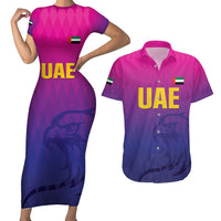 Custom United Arab Emirates Cricket Couples Matching Short Sleeve Bodycon Dress and Hawaiian Shirt Go Champions Sporty Style LT05 - Wonder Print Shop