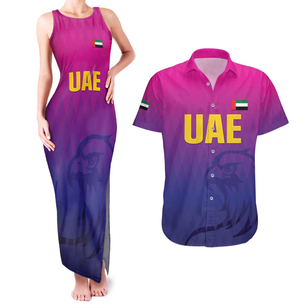 Custom United Arab Emirates Cricket Couples Matching Tank Maxi Dress and Hawaiian Shirt Go Champions Sporty Style LT05 - Wonder Print Shop