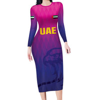 Custom United Arab Emirates Cricket Family Matching Long Sleeve Bodycon Dress and Hawaiian Shirt Go Champions Sporty Style LT05 - Wonder Print Shop