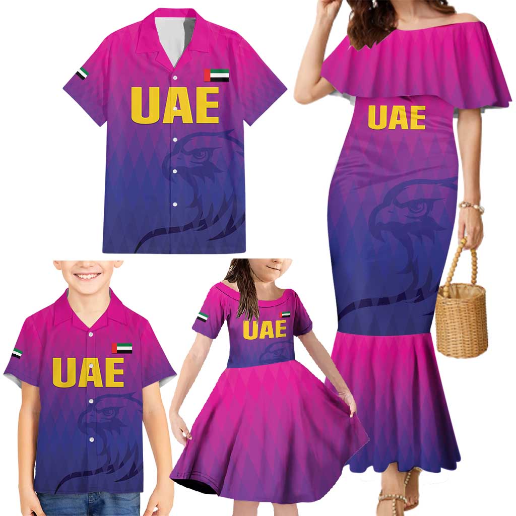 Custom United Arab Emirates Cricket Family Matching Mermaid Dress and Hawaiian Shirt Go Champions Sporty Style LT05 - Wonder Print Shop