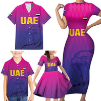 Custom United Arab Emirates Cricket Family Matching Short Sleeve Bodycon Dress and Hawaiian Shirt Go Champions Sporty Style LT05 - Wonder Print Shop