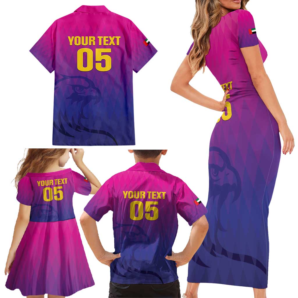 Custom United Arab Emirates Cricket Family Matching Short Sleeve Bodycon Dress and Hawaiian Shirt Go Champions Sporty Style LT05 - Wonder Print Shop