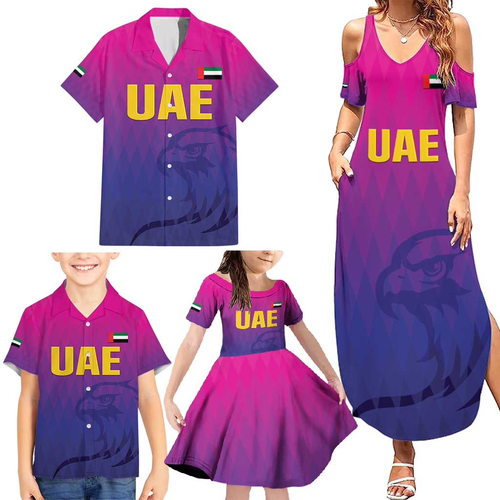 Custom United Arab Emirates Cricket Family Matching Summer Maxi Dress and Hawaiian Shirt Go Champions Sporty Style LT05 - Wonder Print Shop