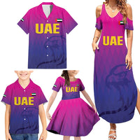 Custom United Arab Emirates Cricket Family Matching Summer Maxi Dress and Hawaiian Shirt Go Champions Sporty Style LT05 - Wonder Print Shop