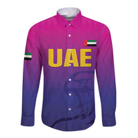 Custom United Arab Emirates Cricket Long Sleeve Button Shirt Go Champions Sporty Style LT05 - Wonder Print Shop