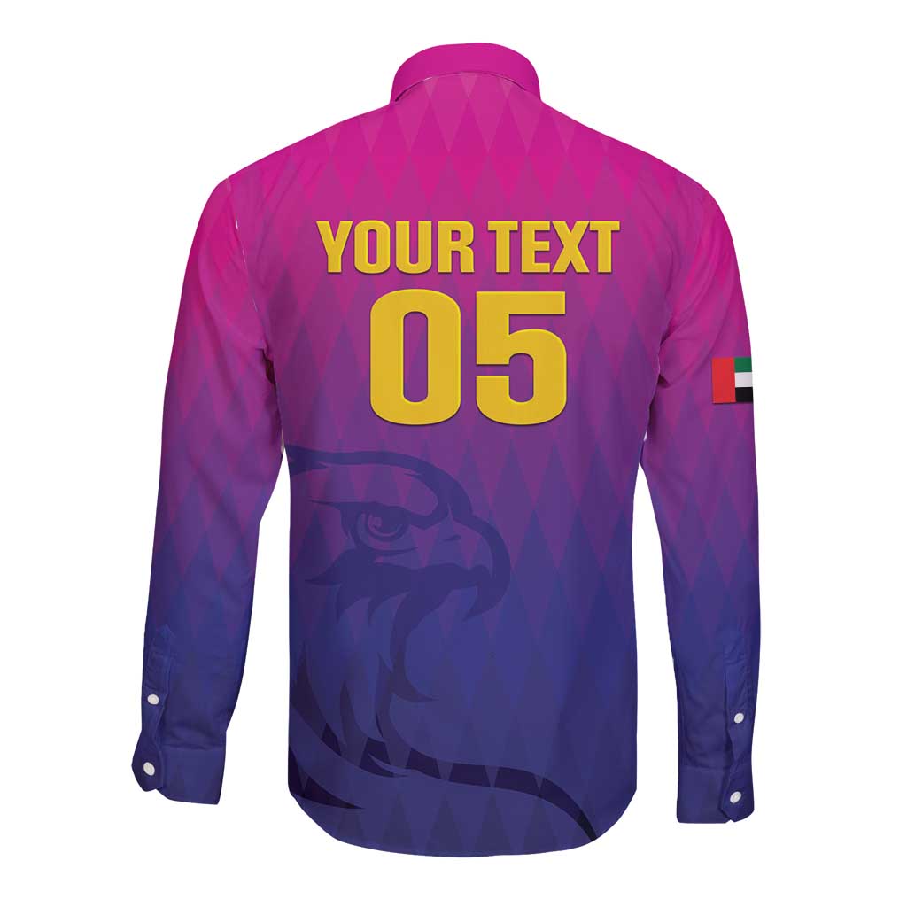 Custom United Arab Emirates Cricket Long Sleeve Button Shirt Go Champions Sporty Style LT05 - Wonder Print Shop