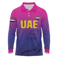 Custom United Arab Emirates Cricket Long Sleeve Polo Shirt Go Champions Sporty Style LT05 - Wonder Print Shop