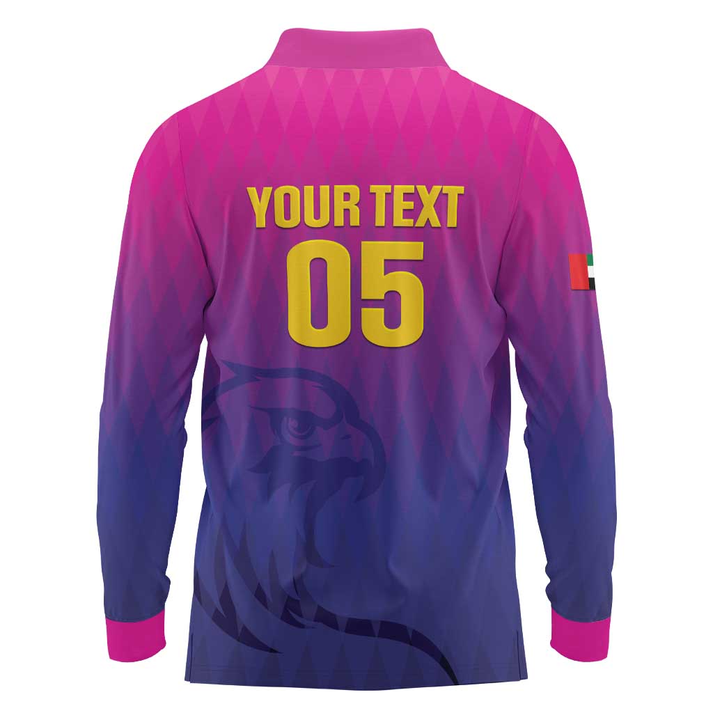 Custom United Arab Emirates Cricket Long Sleeve Polo Shirt Go Champions Sporty Style LT05 - Wonder Print Shop