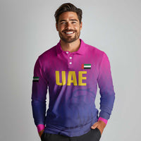 Custom United Arab Emirates Cricket Long Sleeve Polo Shirt Go Champions Sporty Style LT05 - Wonder Print Shop