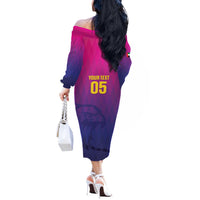 Custom United Arab Emirates Cricket Off The Shoulder Long Sleeve Dress Go Champions Sporty Style LT05 - Wonder Print Shop
