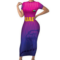 Custom United Arab Emirates Cricket Short Sleeve Bodycon Dress Go Champions Sporty Style LT05 - Wonder Print Shop