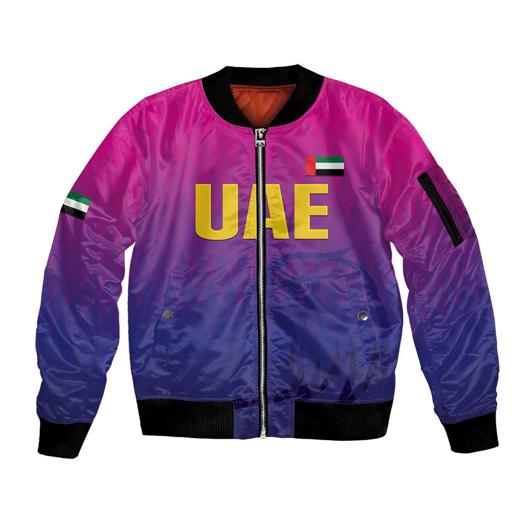 Custom United Arab Emirates Cricket Sleeve Zip Bomber Jacket Go Champions Sporty Style LT05 - Wonder Print Shop