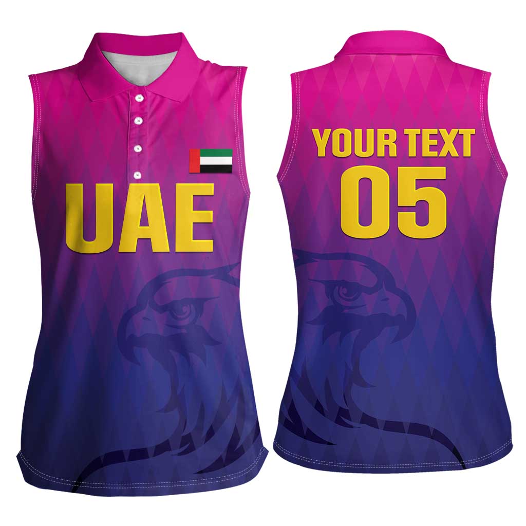 Custom United Arab Emirates Cricket Women Sleeveless Polo Shirt Go Champions Sporty Style LT05 - Wonder Print Shop