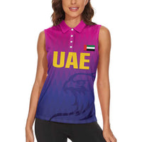 Custom United Arab Emirates Cricket Women Sleeveless Polo Shirt Go Champions Sporty Style LT05 - Wonder Print Shop