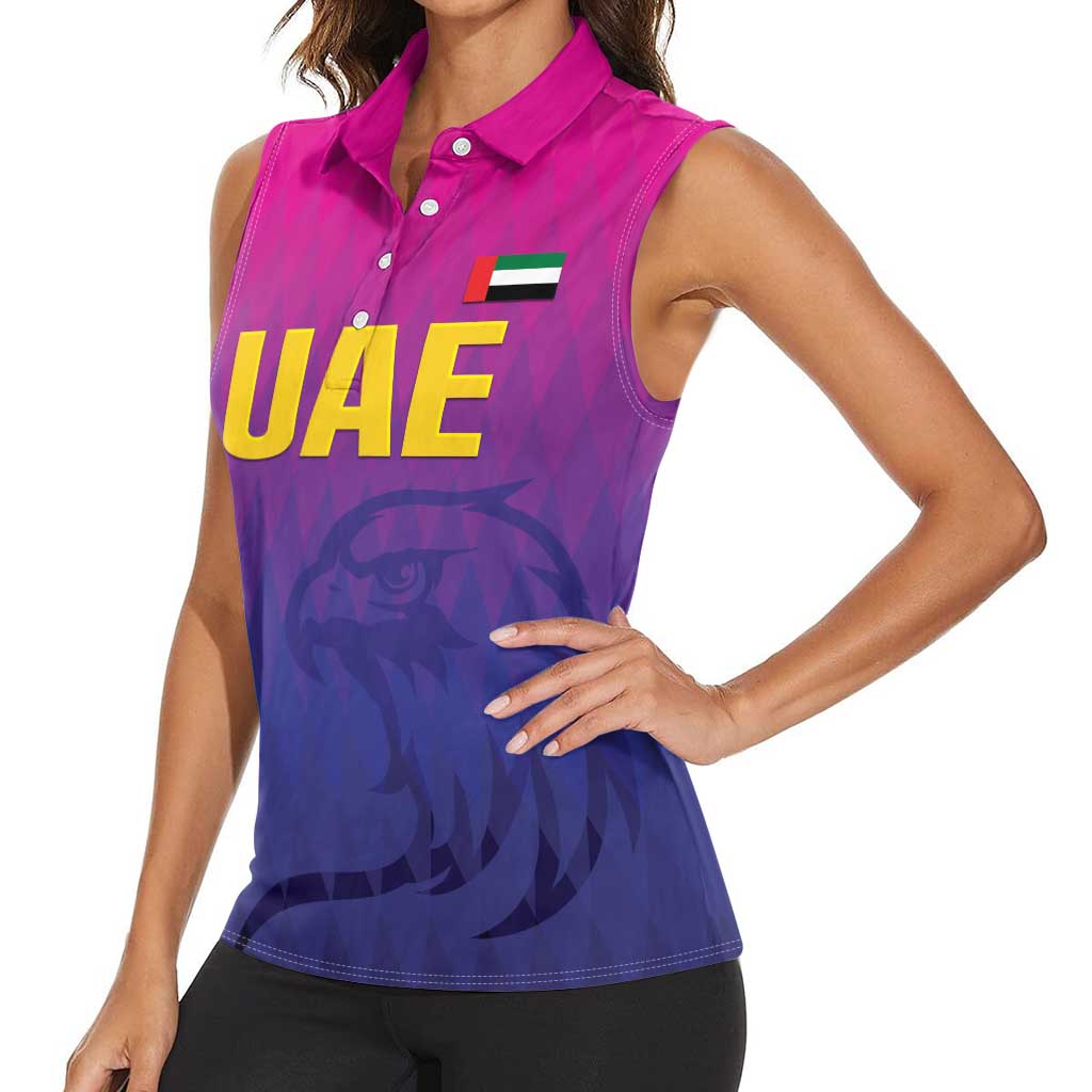 Custom United Arab Emirates Cricket Women Sleeveless Polo Shirt Go Champions Sporty Style LT05 - Wonder Print Shop