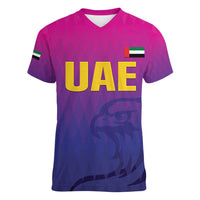 Custom United Arab Emirates Cricket Women V-Neck T-Shirt Go Champions Sporty Style LT05 - Wonder Print Shop