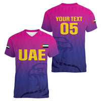 Custom United Arab Emirates Cricket Women V-Neck T-Shirt Go Champions Sporty Style LT05 - Wonder Print Shop