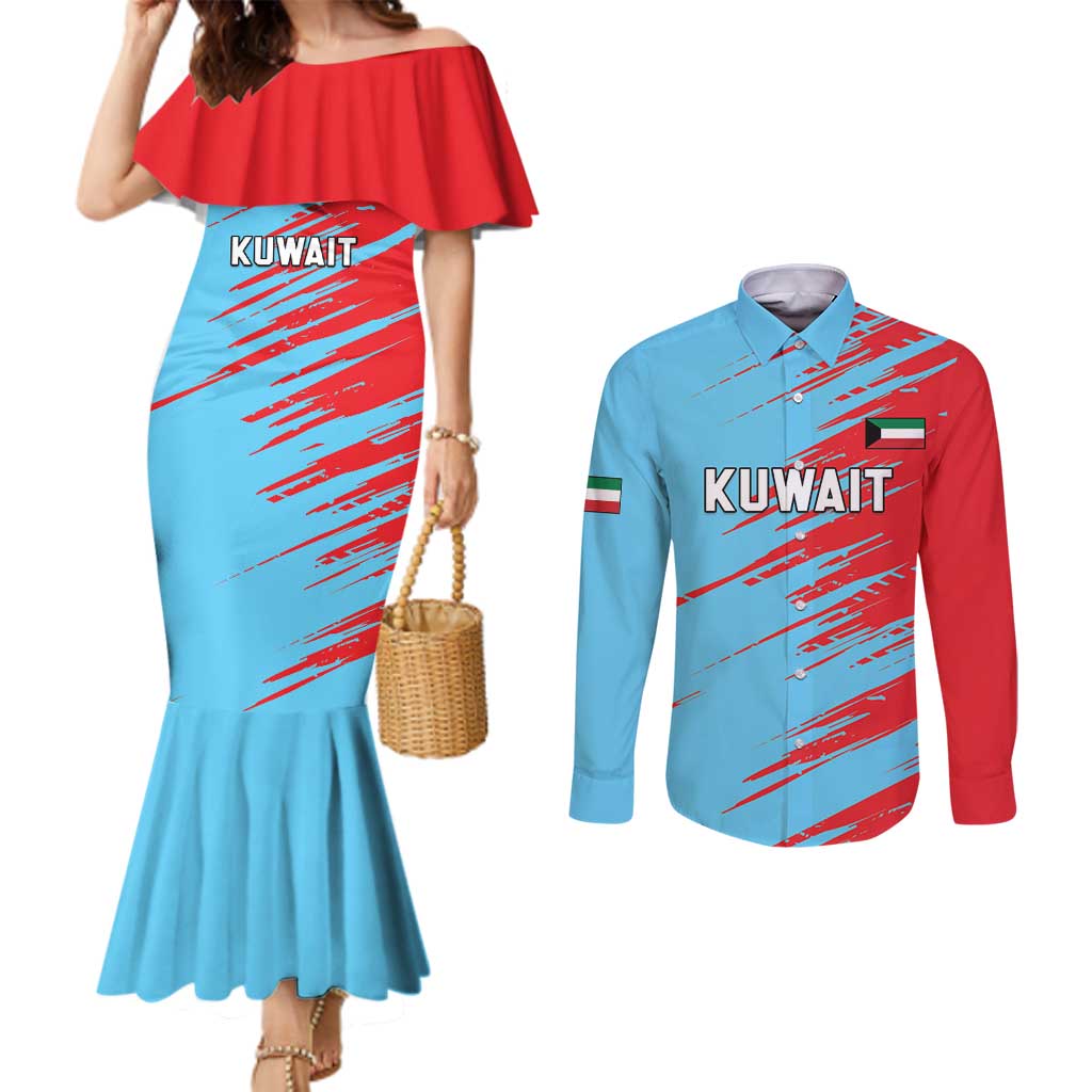Custom Kuwait Cricket Couples Matching Mermaid Dress and Long Sleeve Button Shirt Unique Style