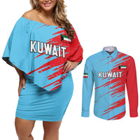 Custom Kuwait Cricket Couples Matching Off Shoulder Short Dress and Long Sleeve Button Shirt Unique Style LT05 - Wonder Print Shop