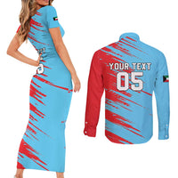 Custom Kuwait Cricket Couples Matching Short Sleeve Bodycon Dress and Long Sleeve Button Shirt Unique Style LT05 - Wonder Print Shop
