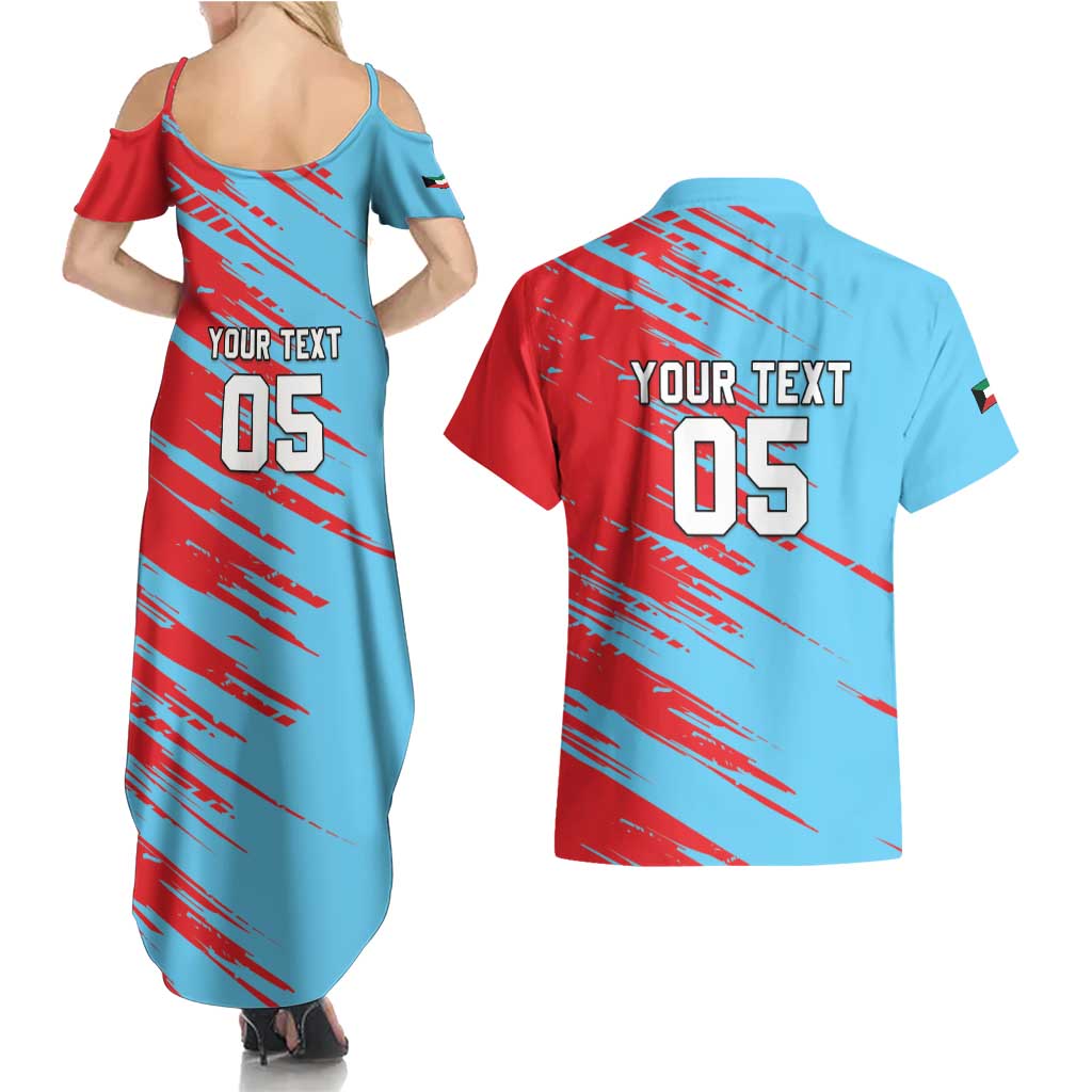 Custom Kuwait Cricket Couples Matching Summer Maxi Dress and Hawaiian Shirt Unique Style LT05 - Wonder Print Shop