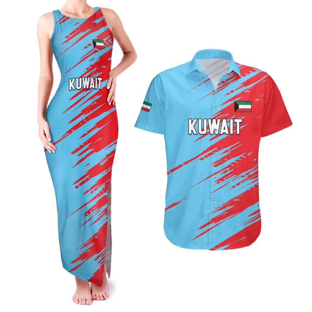 Custom Kuwait Cricket Couples Matching Tank Maxi Dress and Hawaiian Shirt Unique Style LT05 - Wonder Print Shop