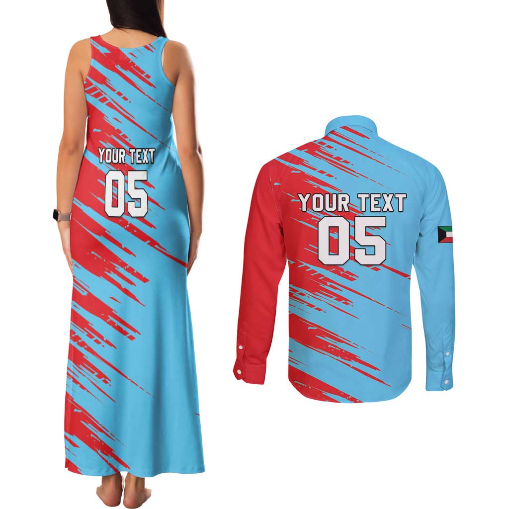 Custom Kuwait Cricket Couples Matching Tank Maxi Dress and Long Sleeve Button Shirt Unique Style LT05 - Wonder Print Shop