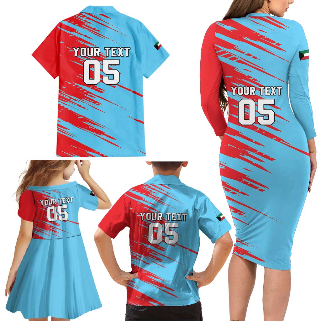 Custom Kuwait Cricket Family Matching Long Sleeve Bodycon Dress and Hawaiian Shirt Unique Style LT05 - Wonder Print Shop
