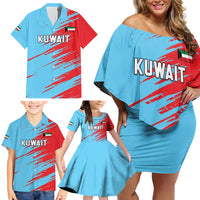 Custom Kuwait Cricket Family Matching Off Shoulder Short Dress and Hawaiian Shirt Unique Style LT05 - Wonder Print Shop