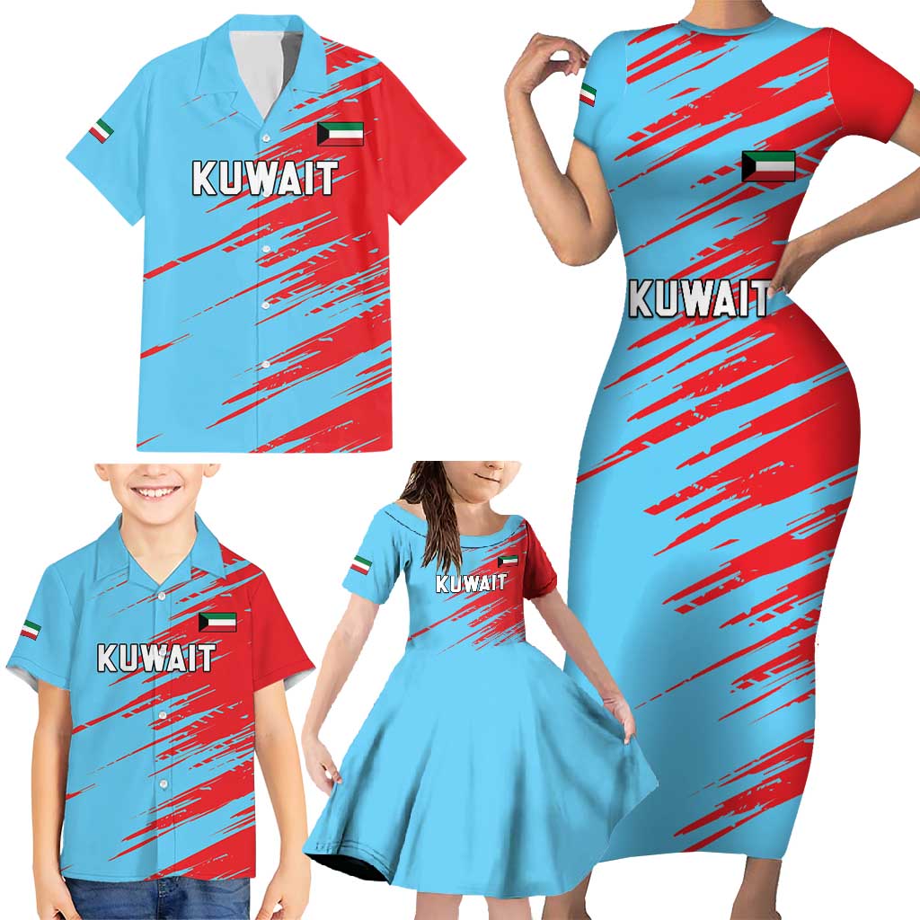 Custom Kuwait Cricket Family Matching Short Sleeve Bodycon Dress and Hawaiian Shirt Unique Style LT05 - Wonder Print Shop