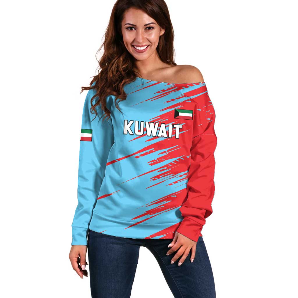 Custom Kuwait Cricket Off Shoulder Sweater Unique Style LT05 - Wonder Print Shop