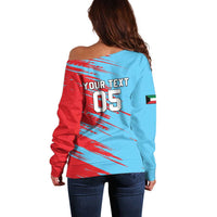Custom Kuwait Cricket Off Shoulder Sweater Unique Style LT05 - Wonder Print Shop