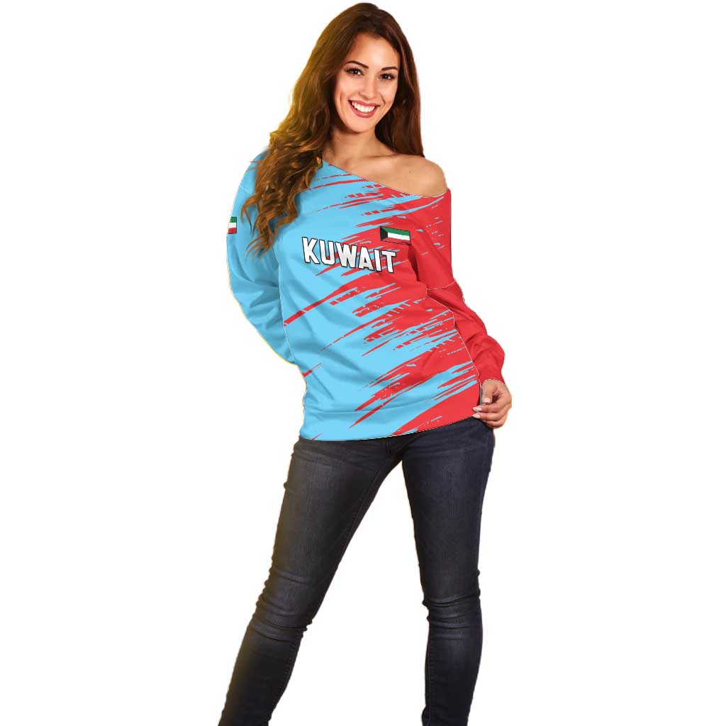 Custom Kuwait Cricket Off Shoulder Sweater Unique Style LT05 - Wonder Print Shop