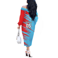 Custom Kuwait Cricket Off The Shoulder Long Sleeve Dress Unique Style LT05 - Wonder Print Shop