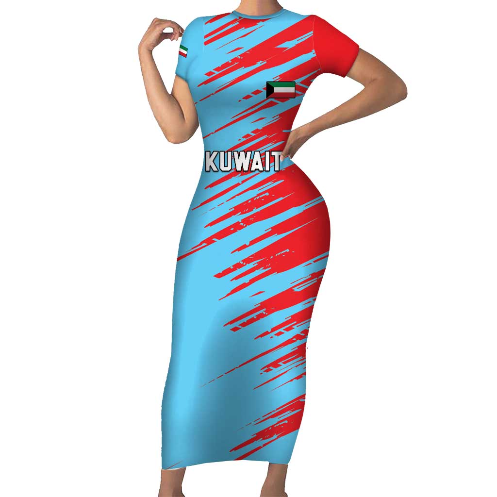 Custom Kuwait Cricket Short Sleeve Bodycon Dress Unique Style LT05 - Wonder Print Shop