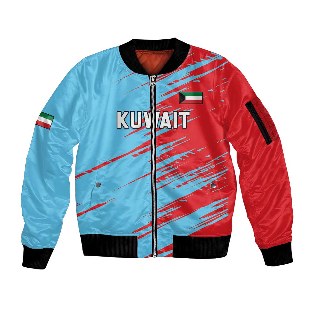 Custom Kuwait Cricket Sleeve Zip Bomber Jacket Unique Style LT05 - Wonder Print Shop