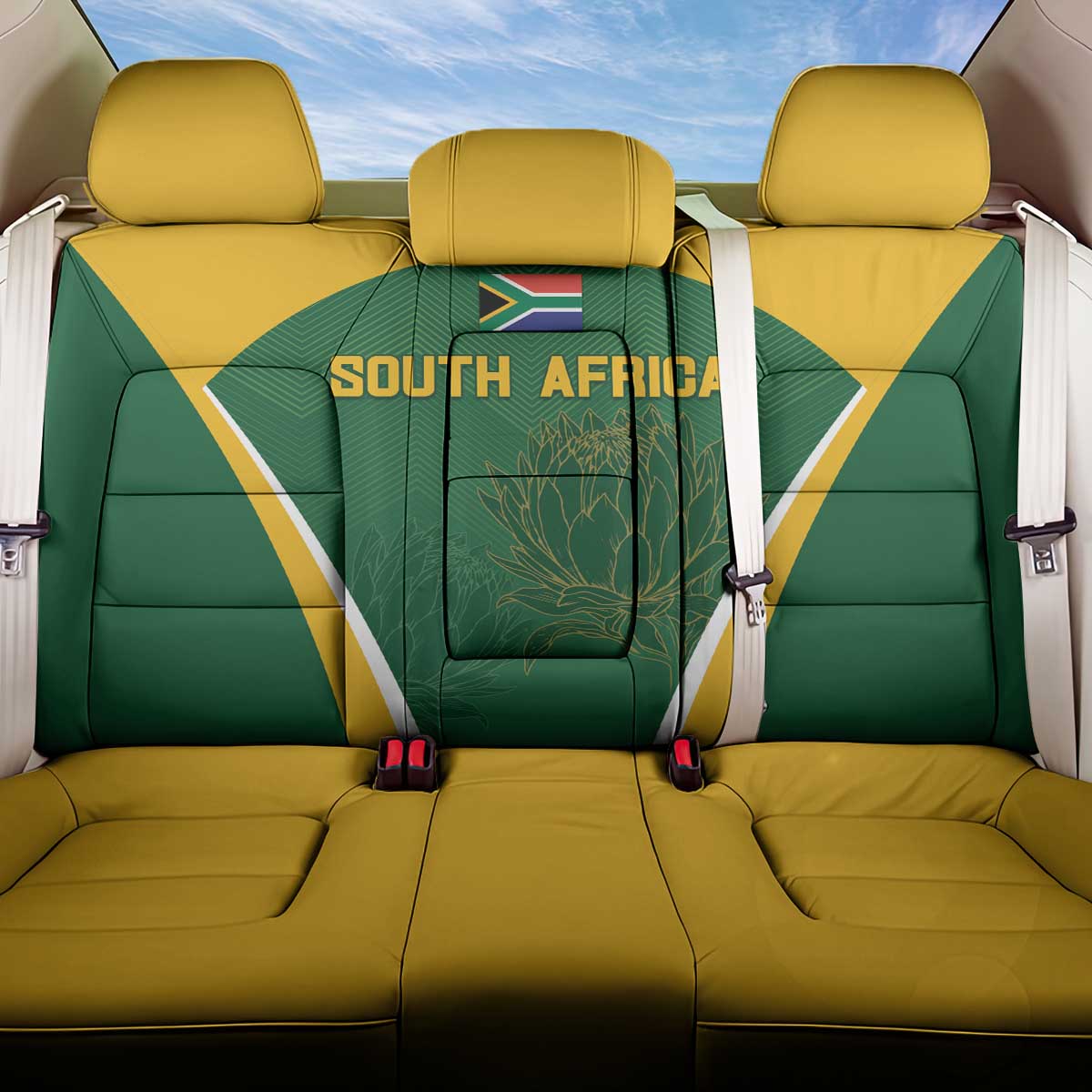South Africa Cricket Back Car Seat Cover Go Champions Protea Pattern LT05 - Wonder Print Shop