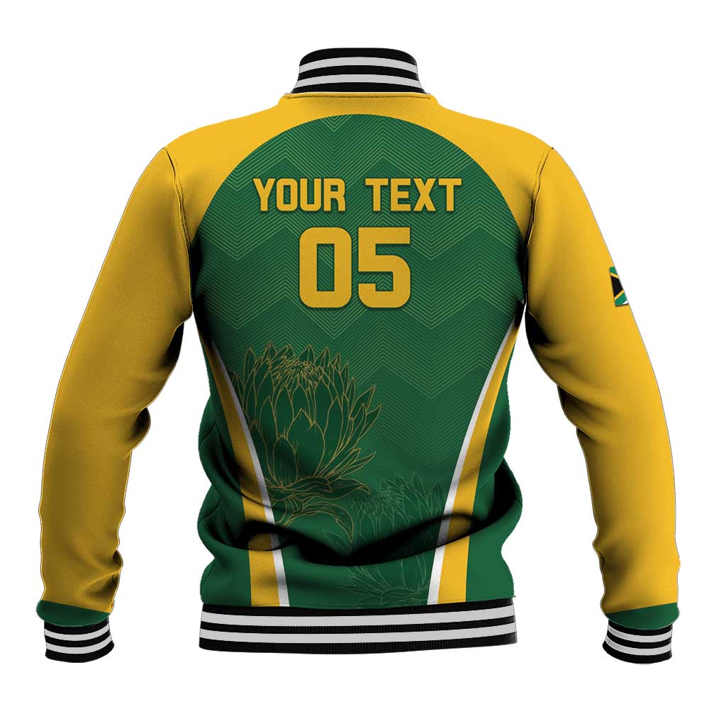 Custom South Africa Cricket Baseball Jacket Go Champions Protea Pattern LT05 - Wonder Print Shop