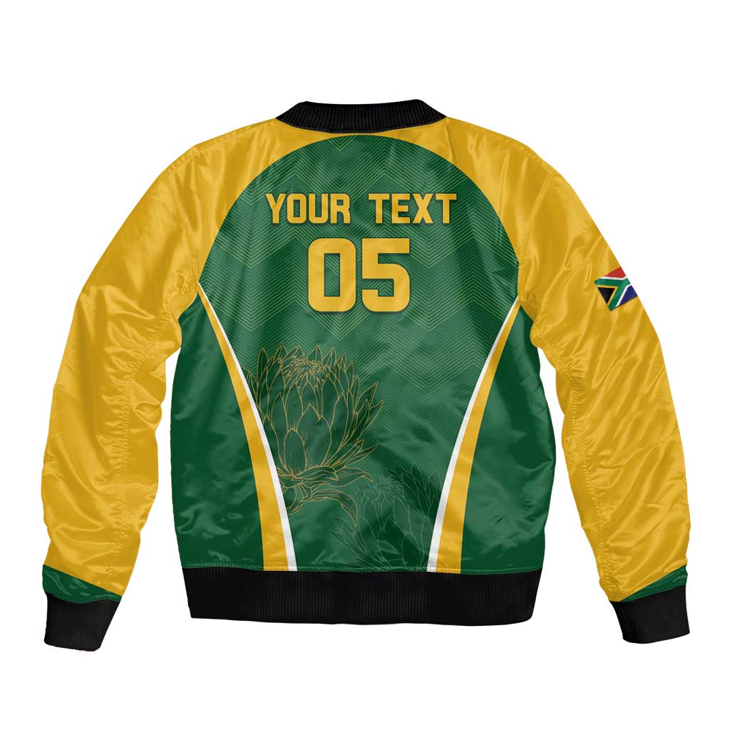 Custom South Africa Cricket Bomber Jacket Go Champions Protea Pattern LT05 - Wonder Print Shop
