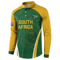 Custom South Africa Cricket Button Sweatshirt Go Champions Protea Pattern LT05 - Wonder Print Shop