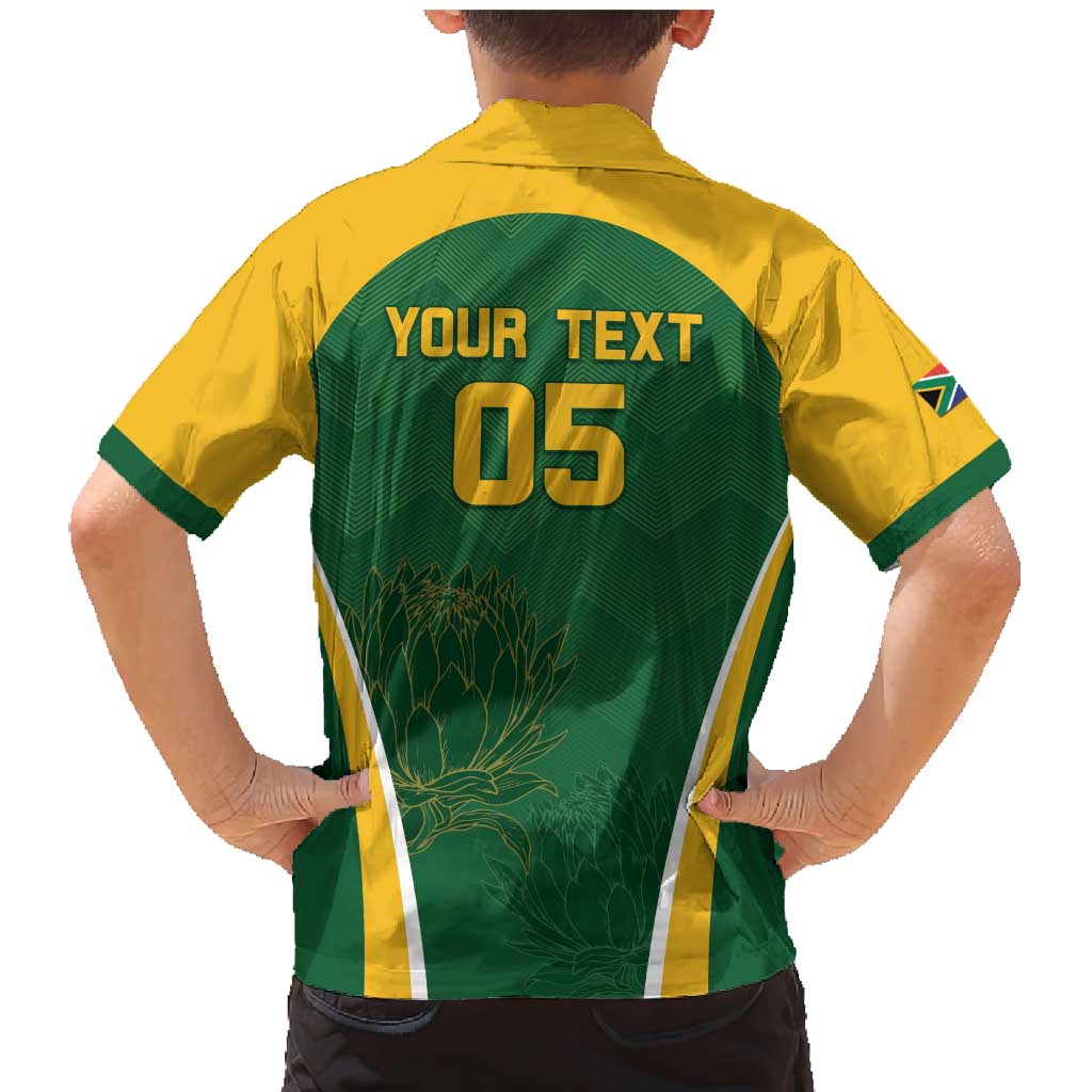Custom South Africa Cricket Family Matching Mermaid Dress and Hawaiian Shirt Go Champions Protea Pattern LT05 - Wonder Print Shop