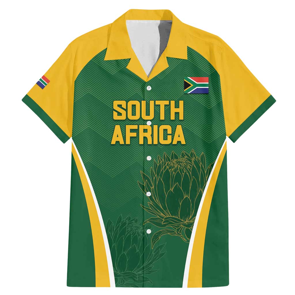 Custom South Africa Cricket Family Matching Mermaid Dress and Hawaiian Shirt Go Champions Protea Pattern LT05 - Wonder Print Shop