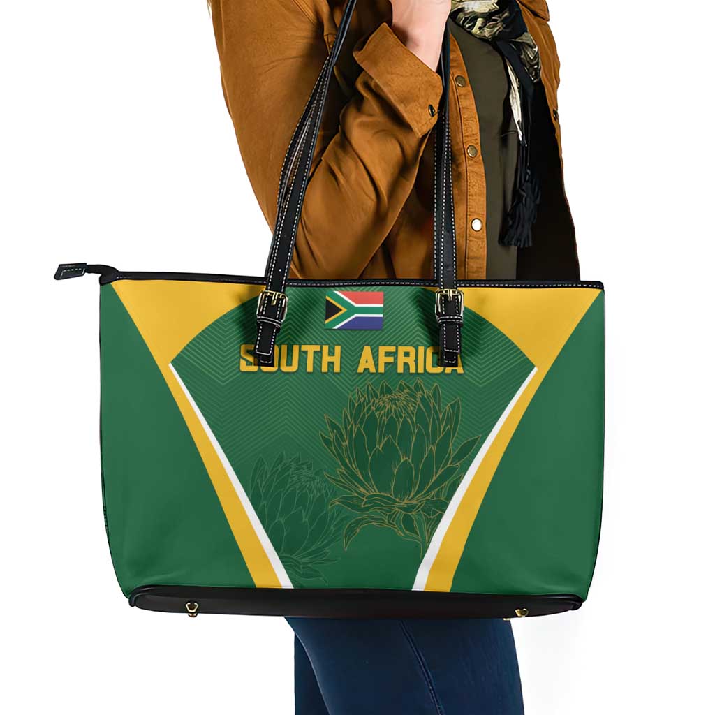 South Africa Cricket Leather Tote Bag Go Champions Protea Pattern LT05 - Wonder Print Shop