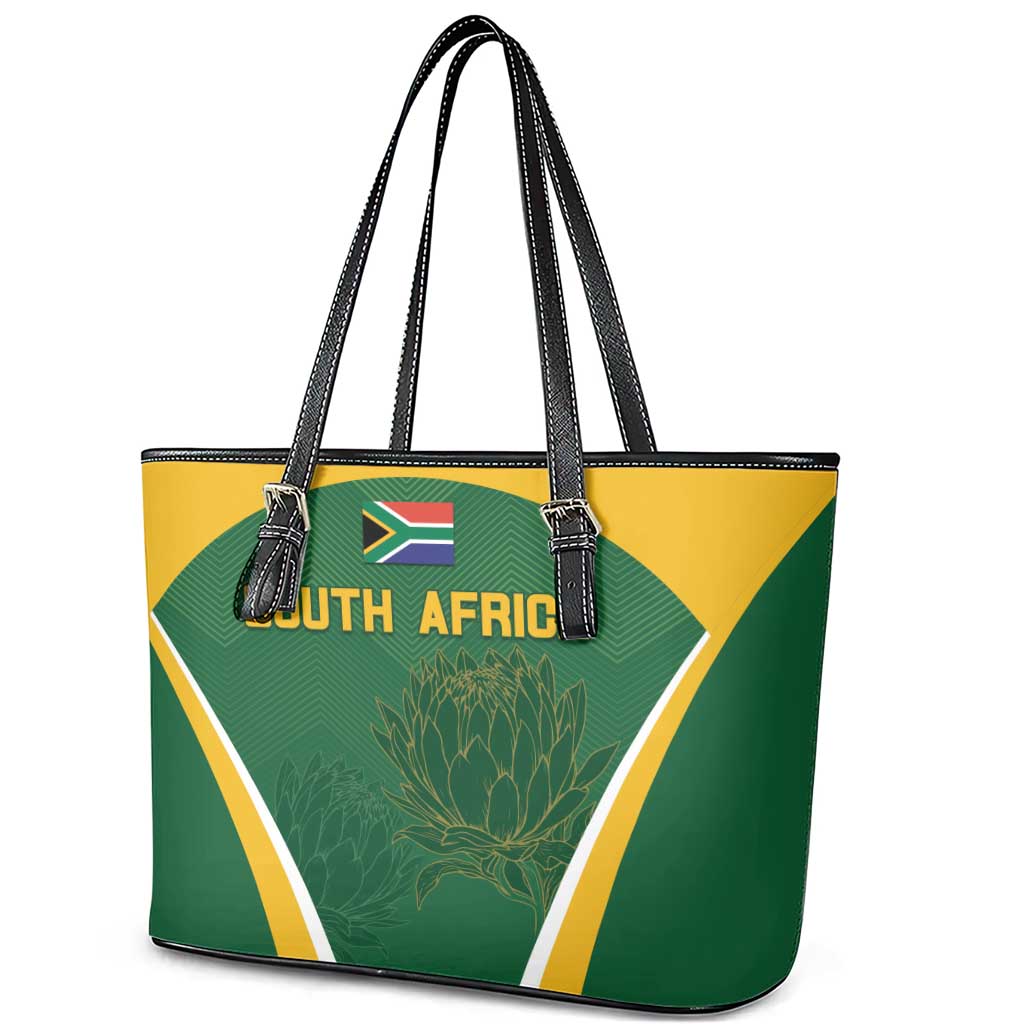 South Africa Cricket Leather Tote Bag Go Champions Protea Pattern LT05 - Wonder Print Shop