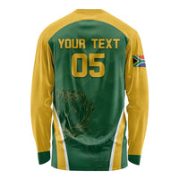 Custom South Africa Cricket Long Sleeve Shirt Go Champions Protea Pattern LT05 - Wonder Print Shop